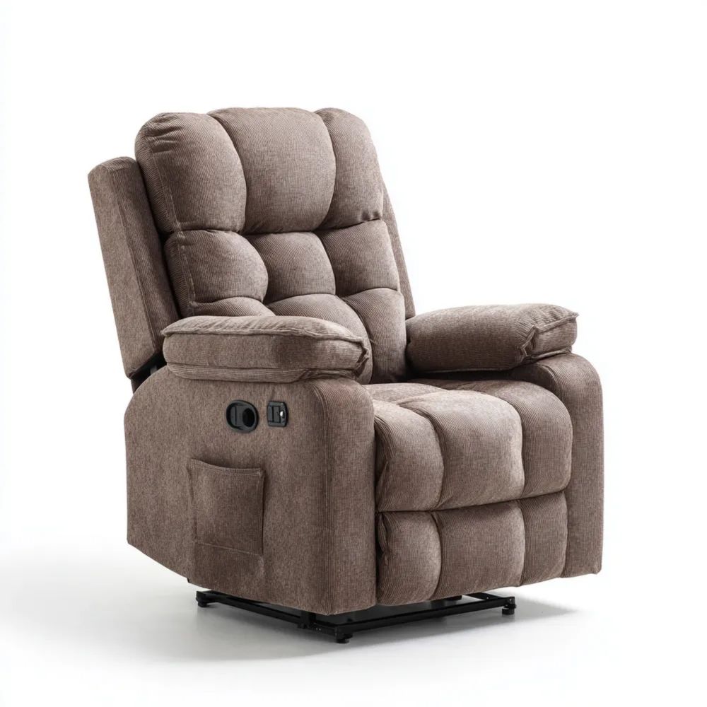 Relaxsessel Stoff Braun - Ergonomisches Design mit Liegefunktion (85x90x100 cm)