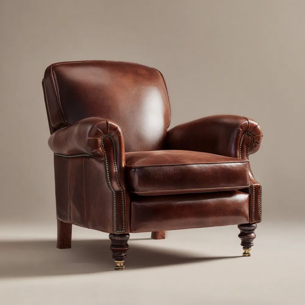 Ledersessel Echtleder Braun Klassisches Design 85x90x95 cm