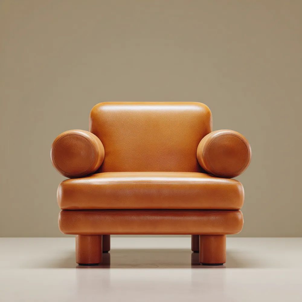 Moderner Sessel mit Lederpolsterung 80x70x75 cm – Braun