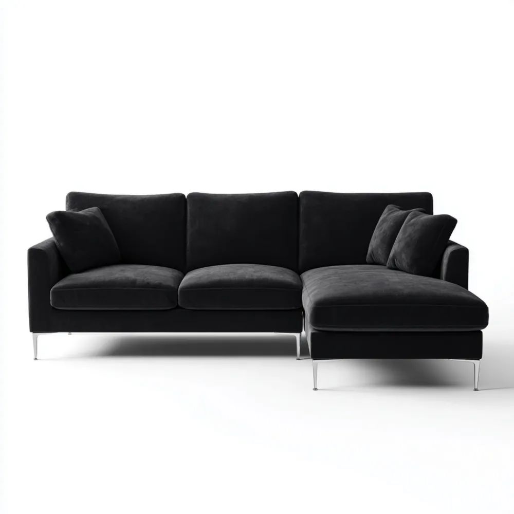 Modernes Ecksofa Samt 270x150x85 cm – Schwarz