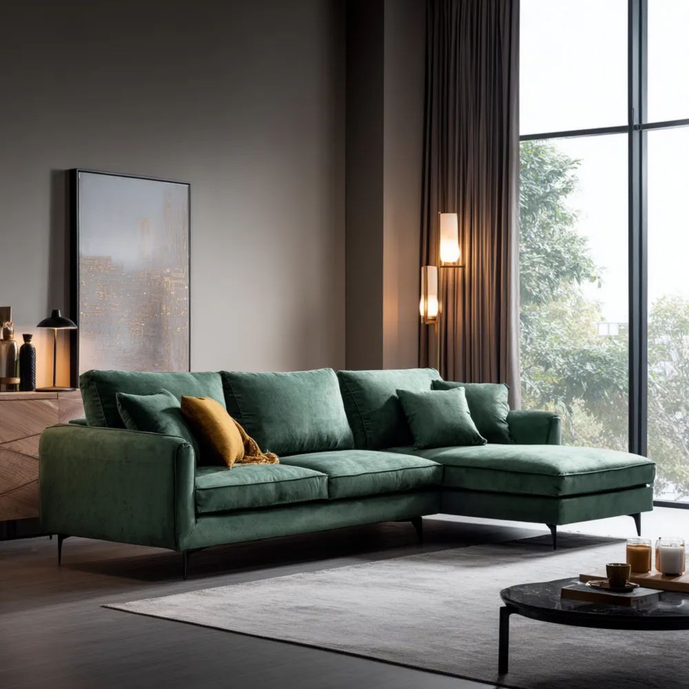 Ecksofa Stoff 300x200x85 cm – Grün – Modernes Design