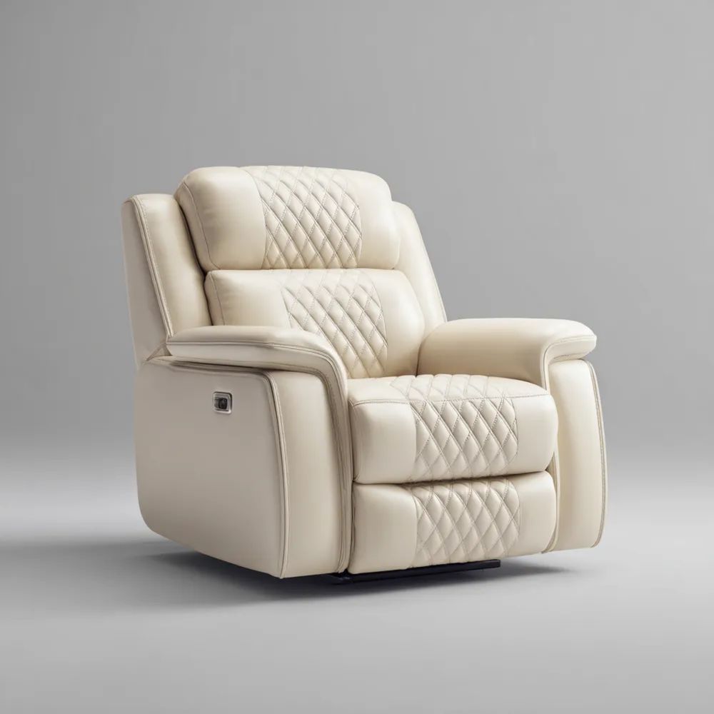 Relaxsessel Leder 100x85x90 cm – Creme – Verstellbar