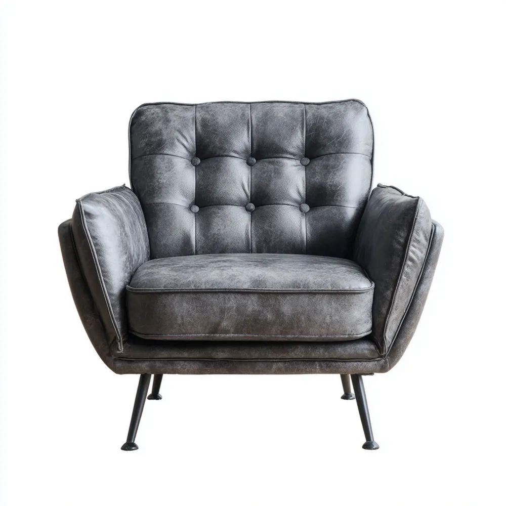 Moderner Sessel in Lederoptik 85x85x90 cm - Dunkelgrau