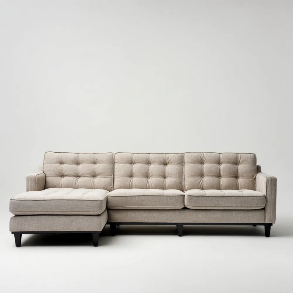 Ecksofa 300x150x80 cm aus Stoff – Beige – Modernes Design