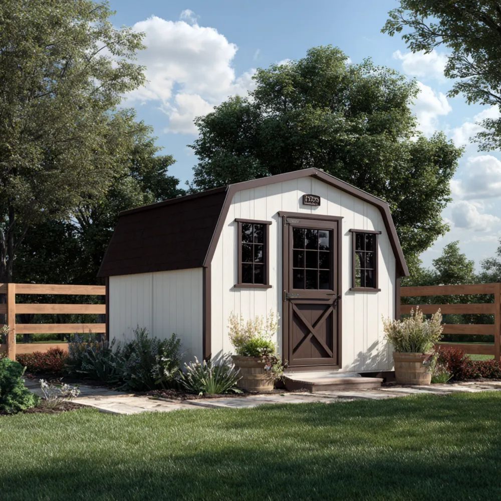Geräteschuppen Holzoptik 300x250x210 cm – Weiß/Braun – Klassisches Design