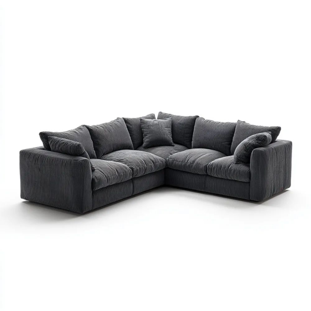 Ecksofa Cordstoff 300x250x90 cm – Dunkelgrau – Moderne Wohnzimmermöbel