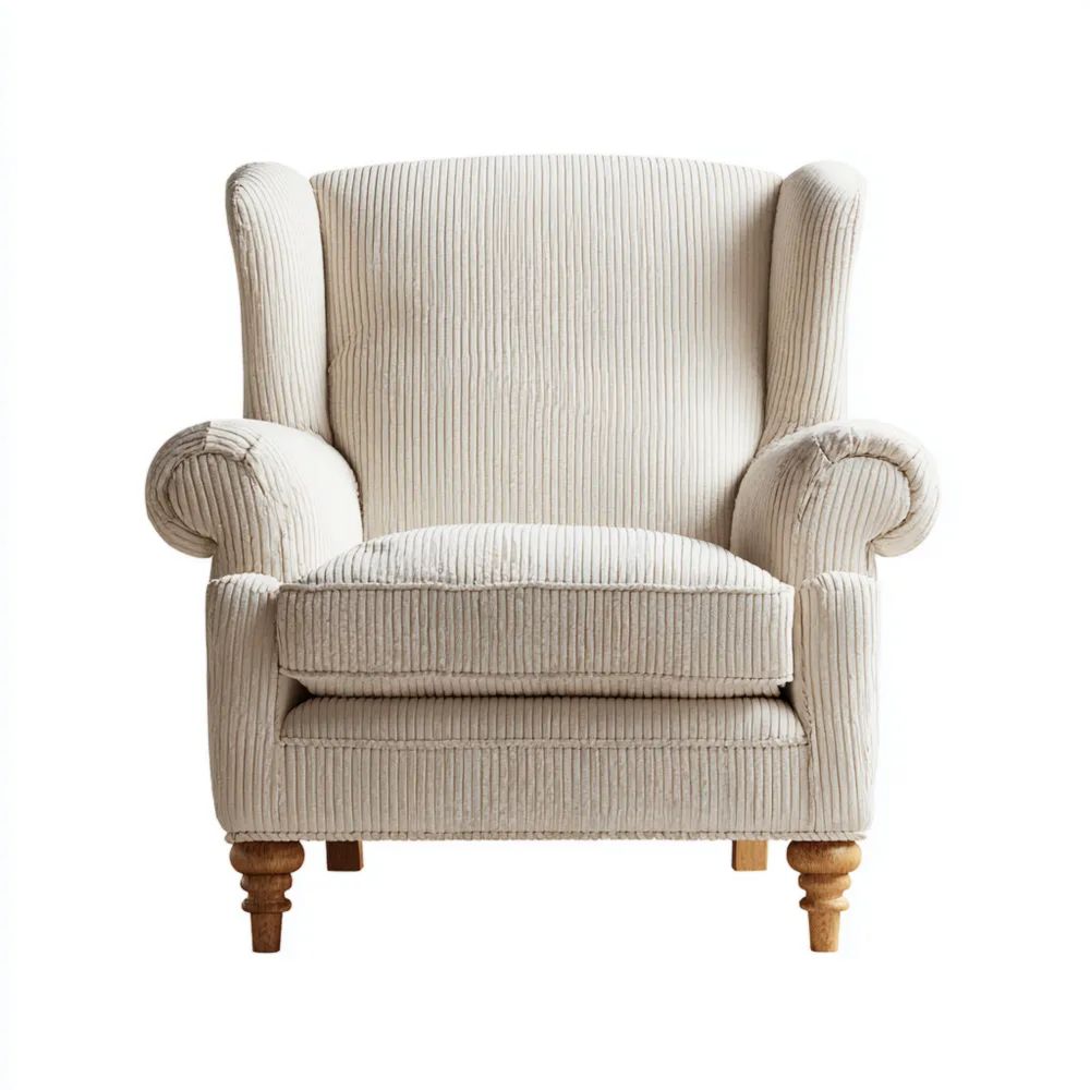 Ohrensessel Cordstoff 90x100x85 cm - Creme