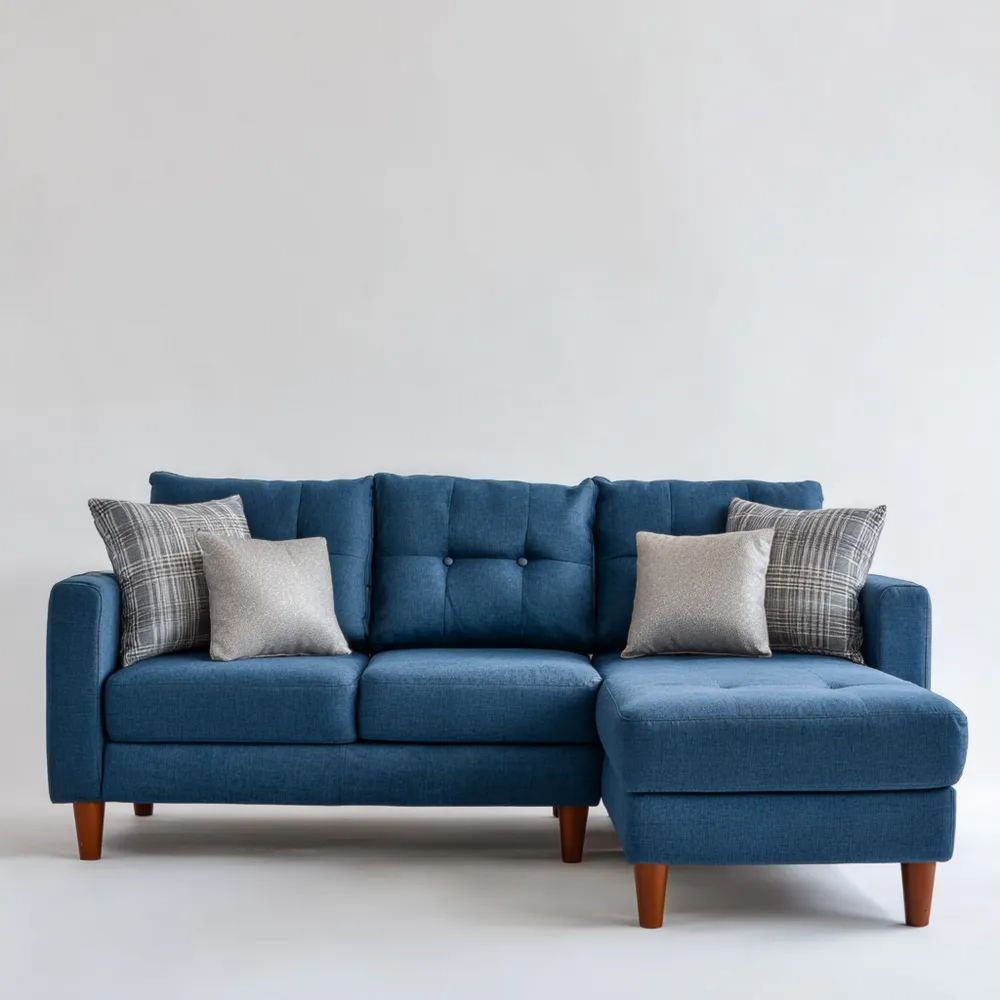 Ecksofa Stoff 250x150x90 cm – Blau – Modernes Design