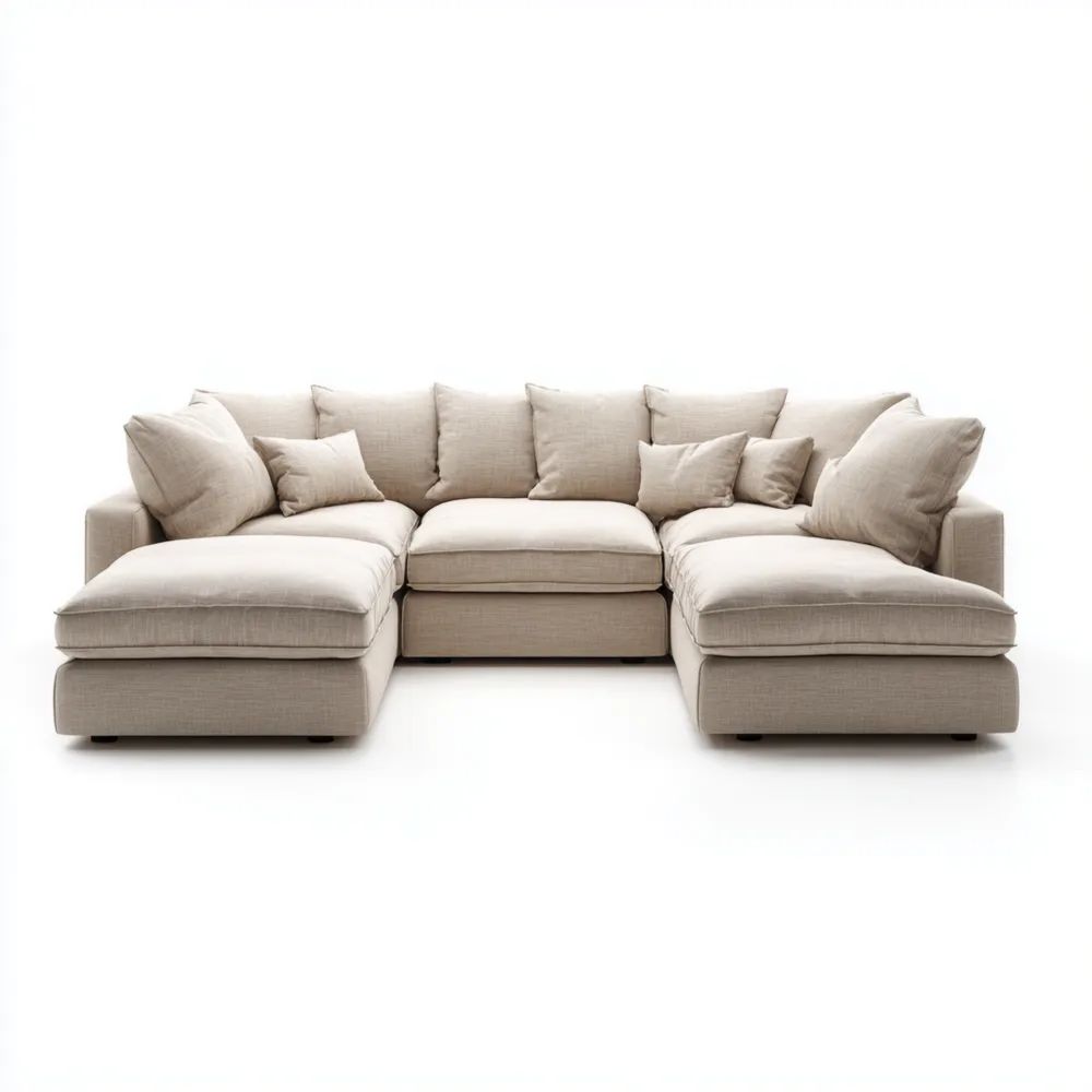 Ecksofa-Set Stoffbezug 300x100x85 cm – Beige – Modernes Design