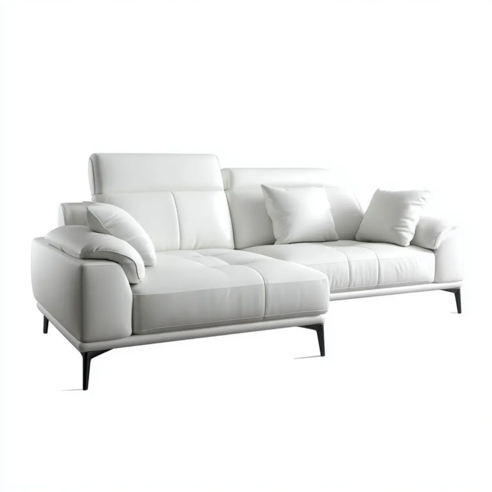 Modernes Ecksofa aus Leder 250x150x80 cm - Weiß