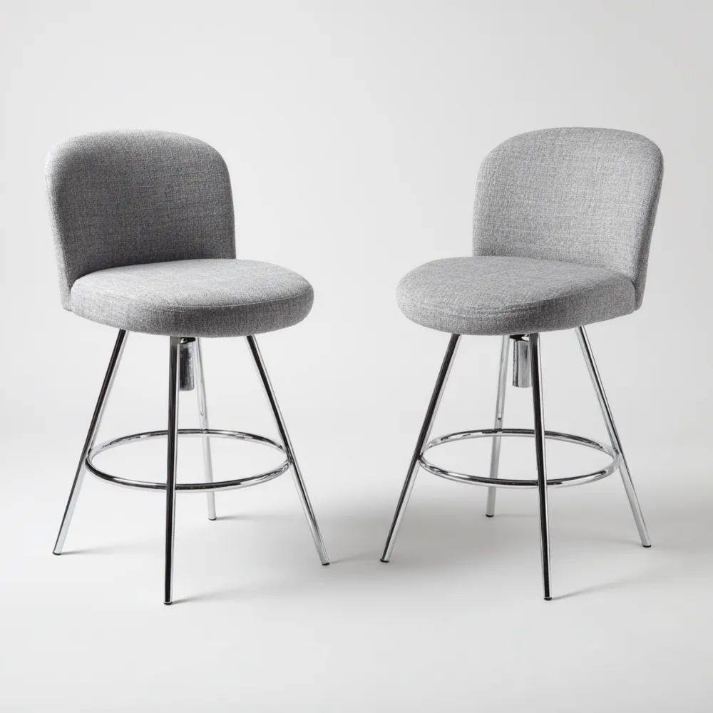 Barhocker Set 45x40x75 cm Stoffpolsterung Chrombeine – Grau – Moderner Stil