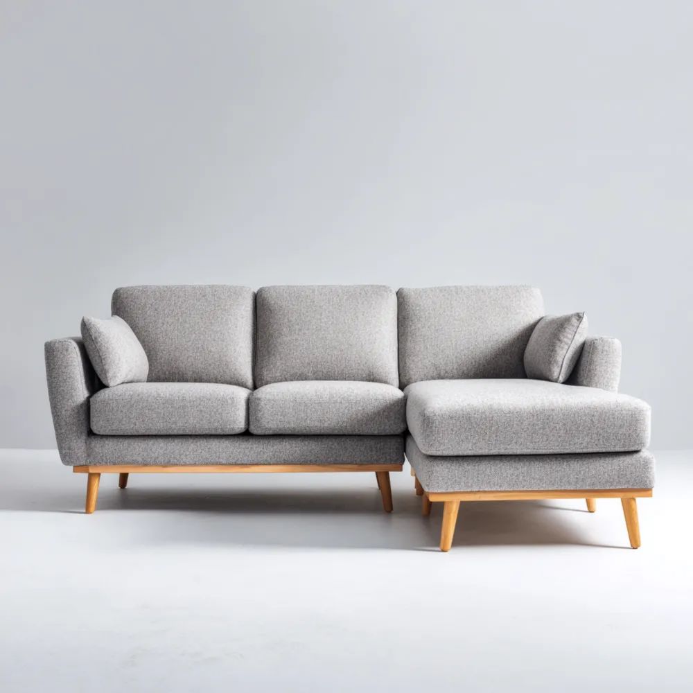 Ecksofa Stoff 250x160x80 cm - Hellgrau - Modernes Design