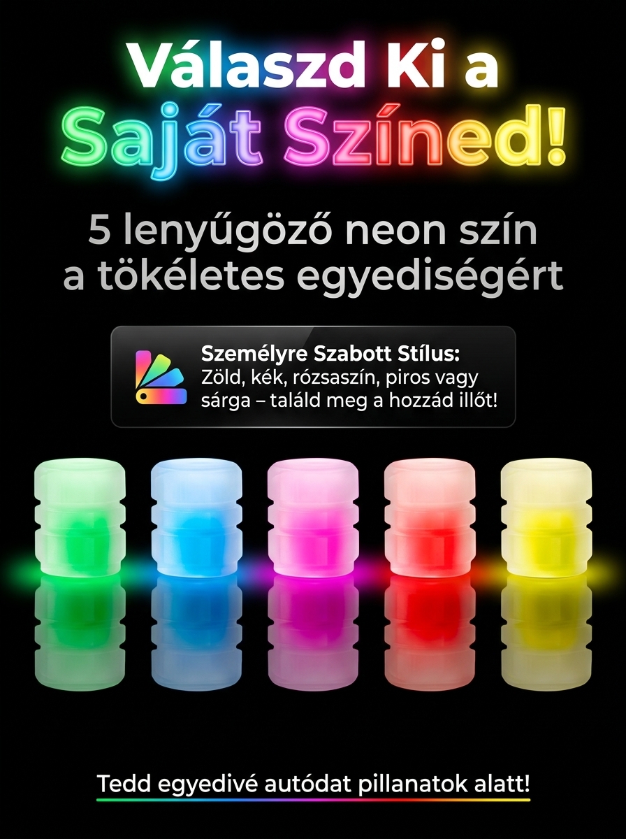 🚗epülőgép-minőségű, látványos világító szelepsapka. Bármilyen járműre felszerelhető – 💡 3 másodperc alatt sportos, fényes megjelenést kölcsönöz. Hatékonyan megelőzi az éjszakai baleseteket. 