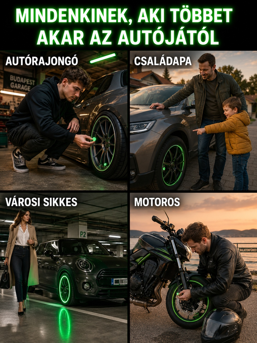 🚗epülőgép-minőségű, látványos világító szelepsapka. Bármilyen járműre felszerelhető – 💡 3 másodperc alatt sportos, fényes megjelenést kölcsönöz. Hatékonyan megelőzi az éjszakai baleseteket. 