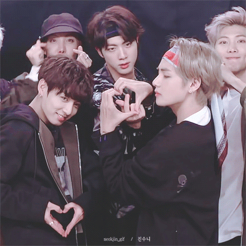 BTS doing heart handsign and finger heartu