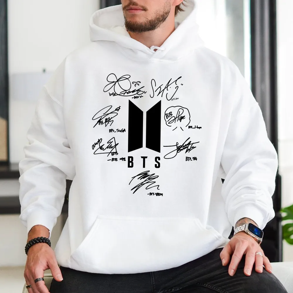 Kpop Fan Hoodie | BTS Member Autograph Design I Premium CottonBlend I Ultimate Gift For ARMY Music Lovers