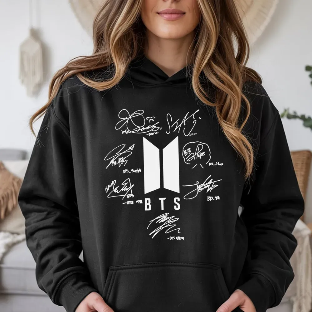 Kpop Fan Hoodie | BTS Member Autograph Design I Premium CottonBlend I Ultimate Gift For ARMY Music Lovers