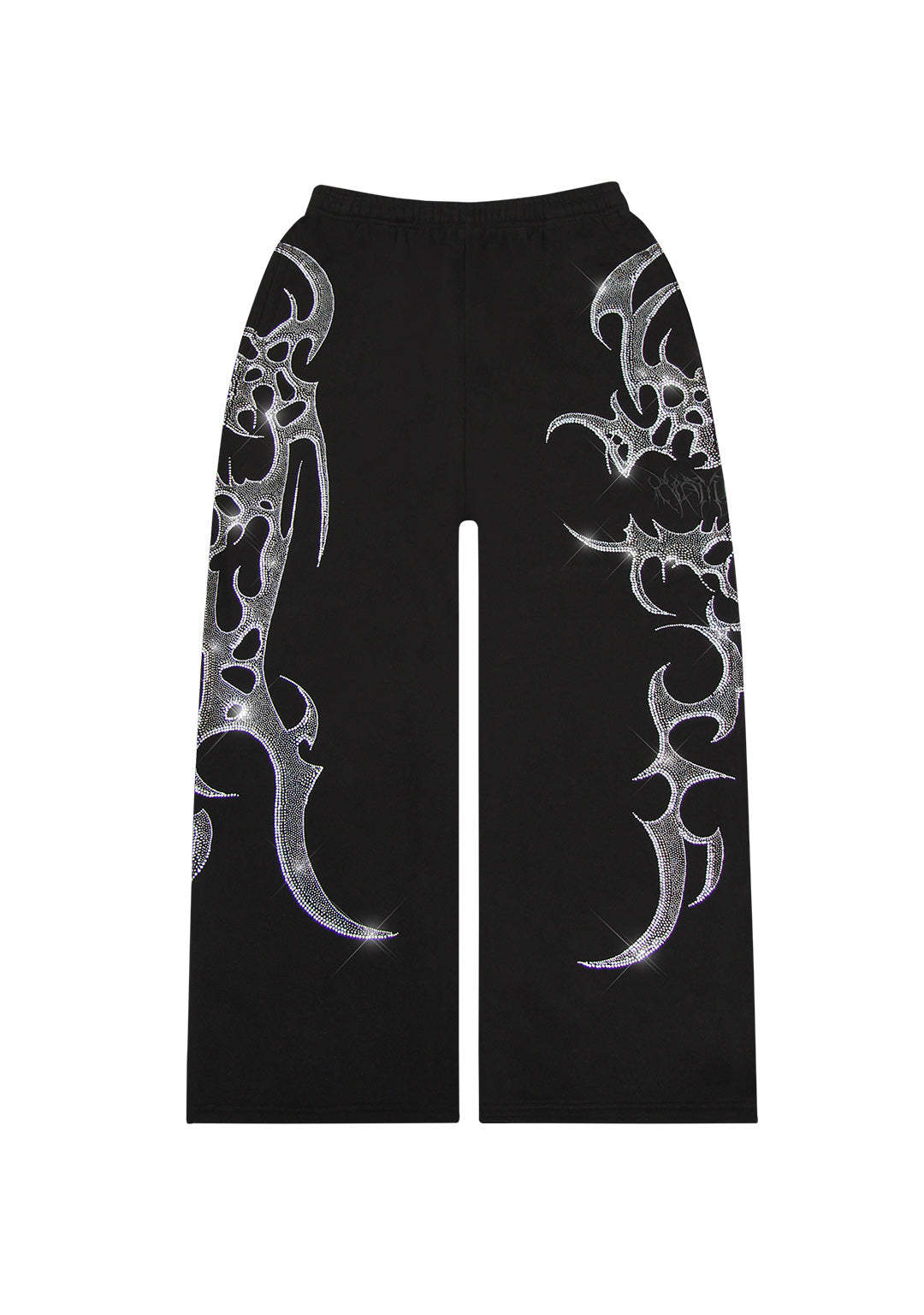 HICUSTORE™ CRASH RHINESTONE OVERSIZED SWEATPANTS BLACK