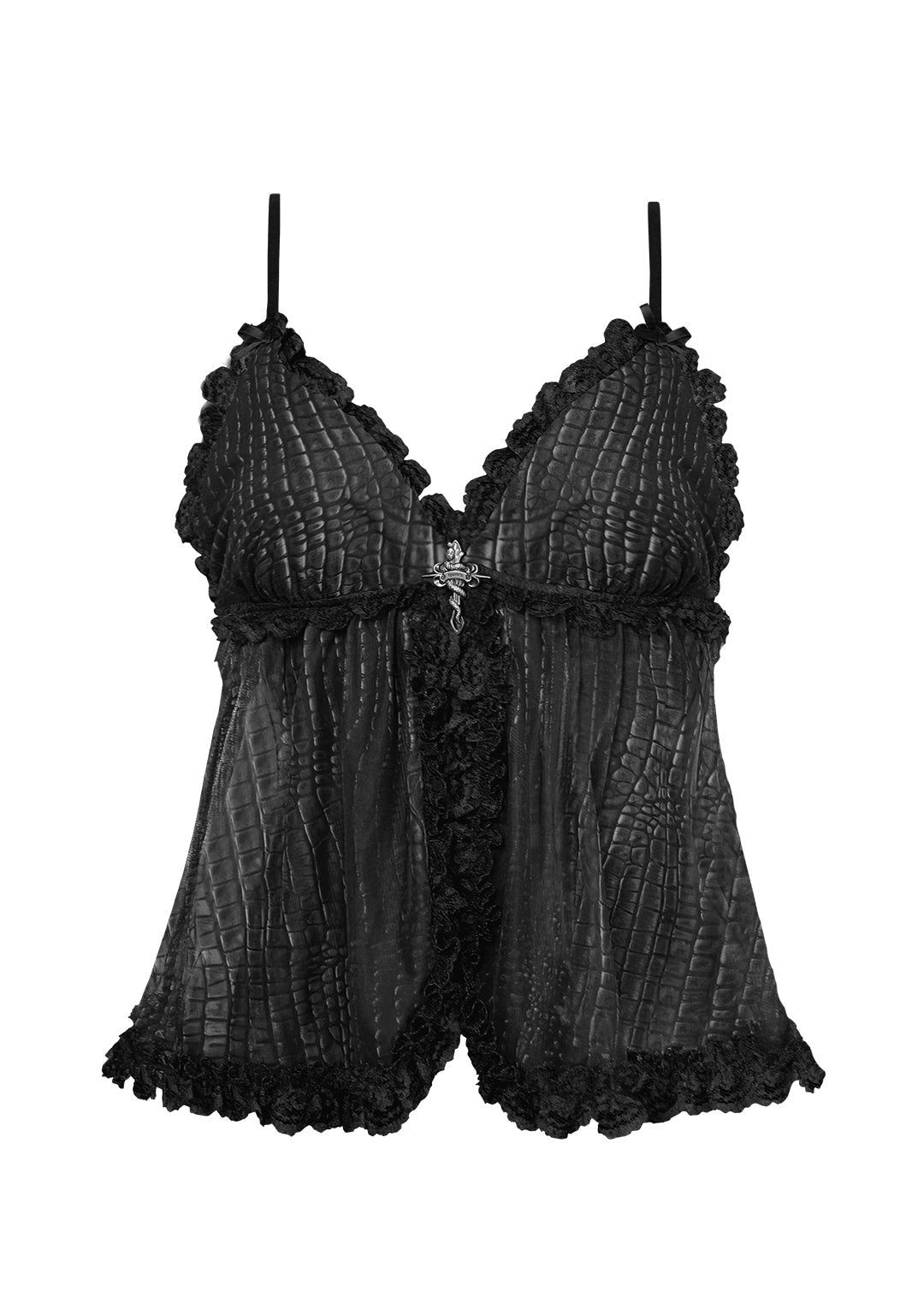 Luxeapperal™  MESH CAMI TOP CHARCOAL