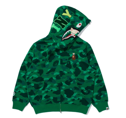 BAPE x Stray Kids In Shark Full Zip Hoodie （green）
