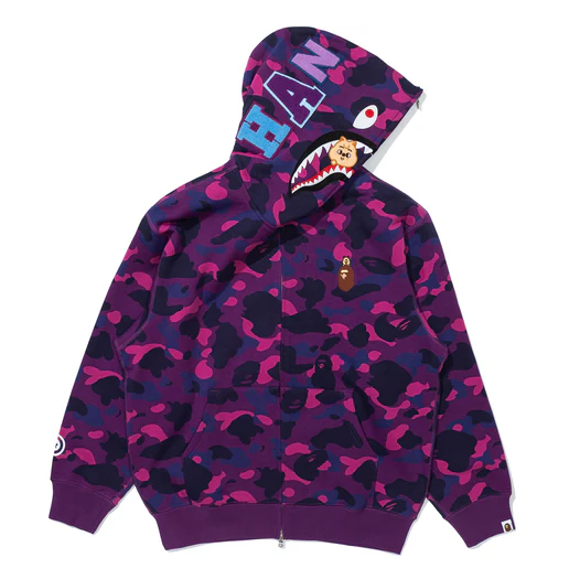 BAPE x Stray Kids In Shark Full Zip Hoodie （purple）