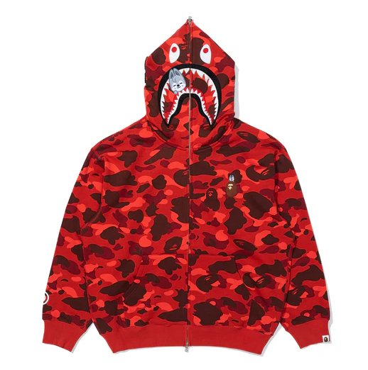 BAPE x Stray Kids In Shark Full Zip Hoodie （red）