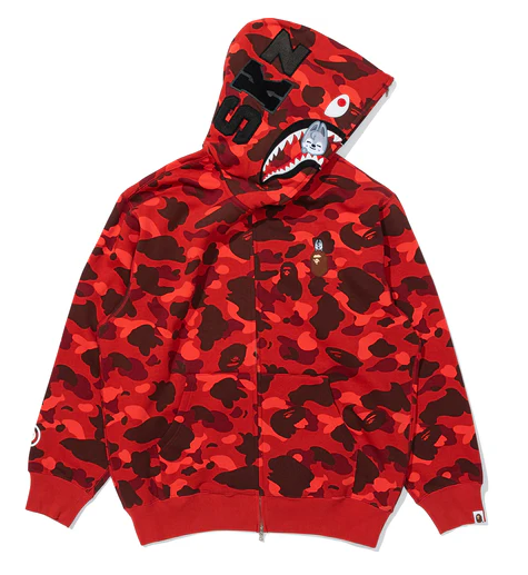 BAPE x Stray Kids In Shark Full Zip Hoodie （red）