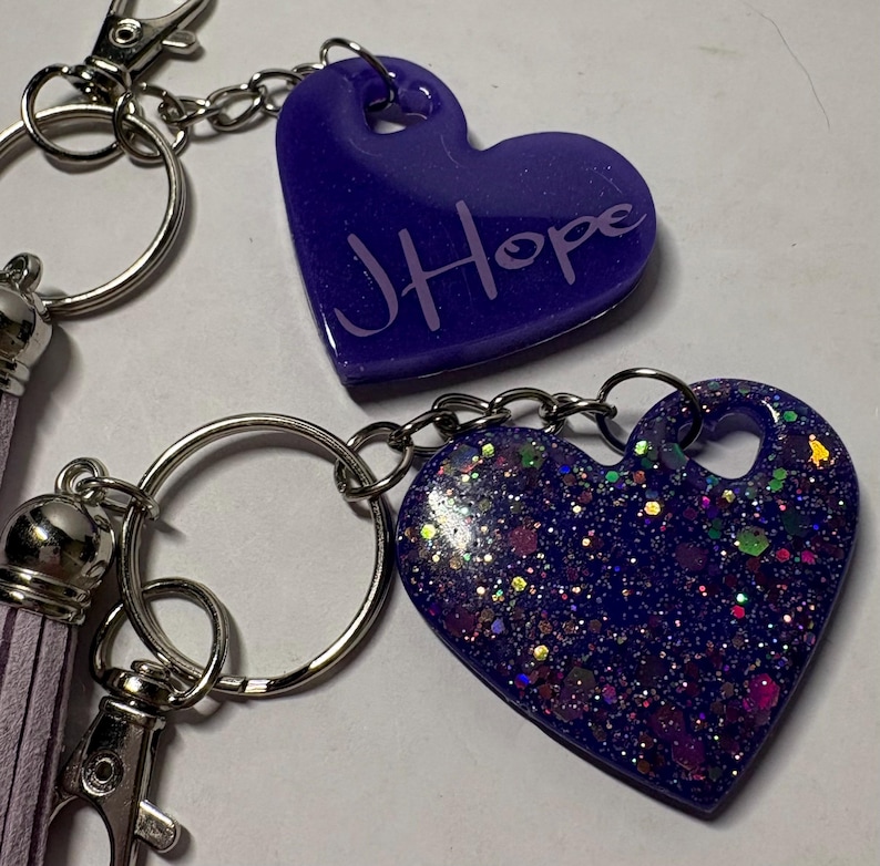 Purple bias name heart keychain with tassel