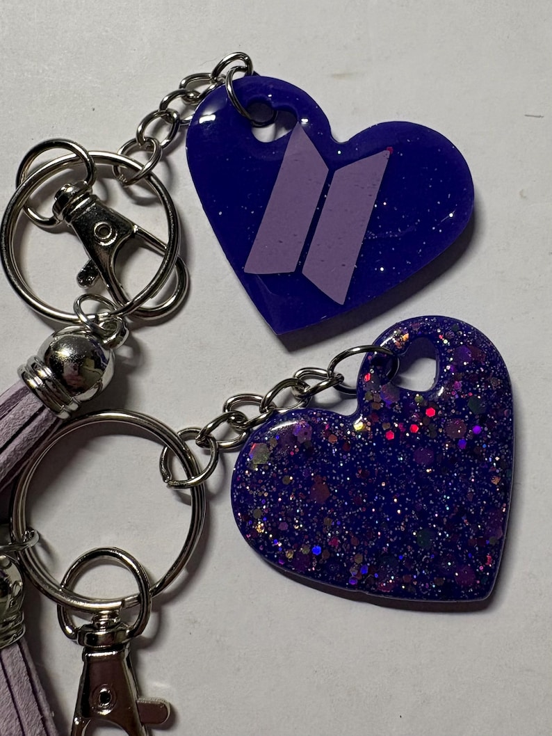 Purple bias name heart keychain with tassel