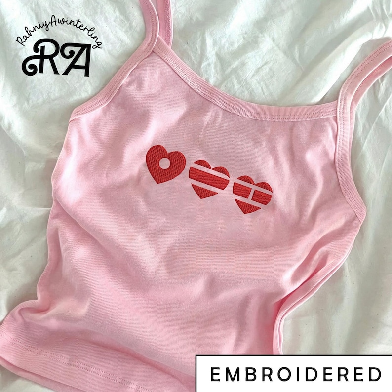 Embroidered Arirang Croptop Tank Top, Girly Custom Racerback / Spaghetti Strap Tank, Kpop Fan Gift, Hot Girls Summer Outfit