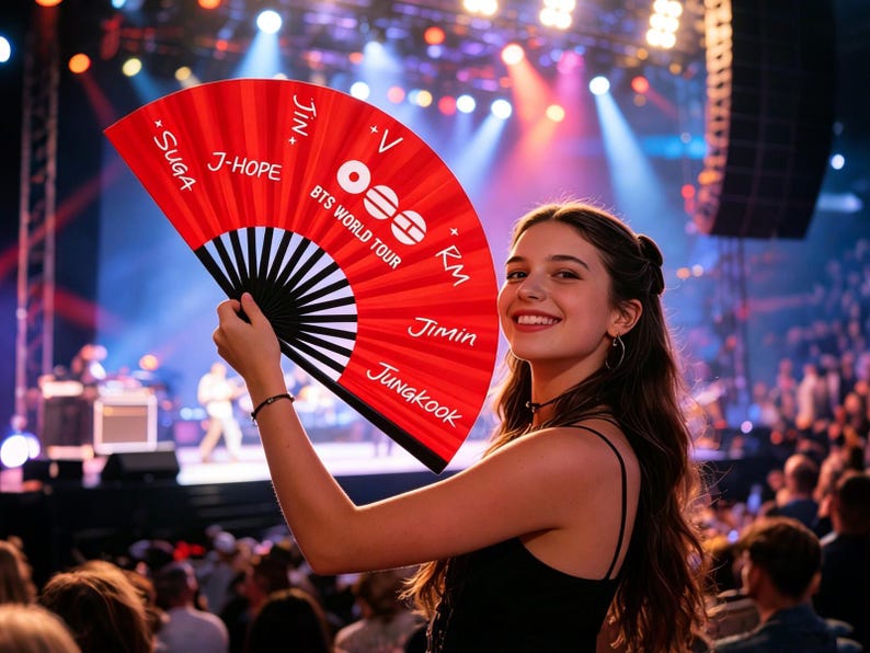 BTS Hand Fan Kpop ARMY, Folding Fan Concert Accessory, BTS Inspired Fan, 2026 Tour Gift for Fan, Kpop Merch, Concert Gift for Army Fan