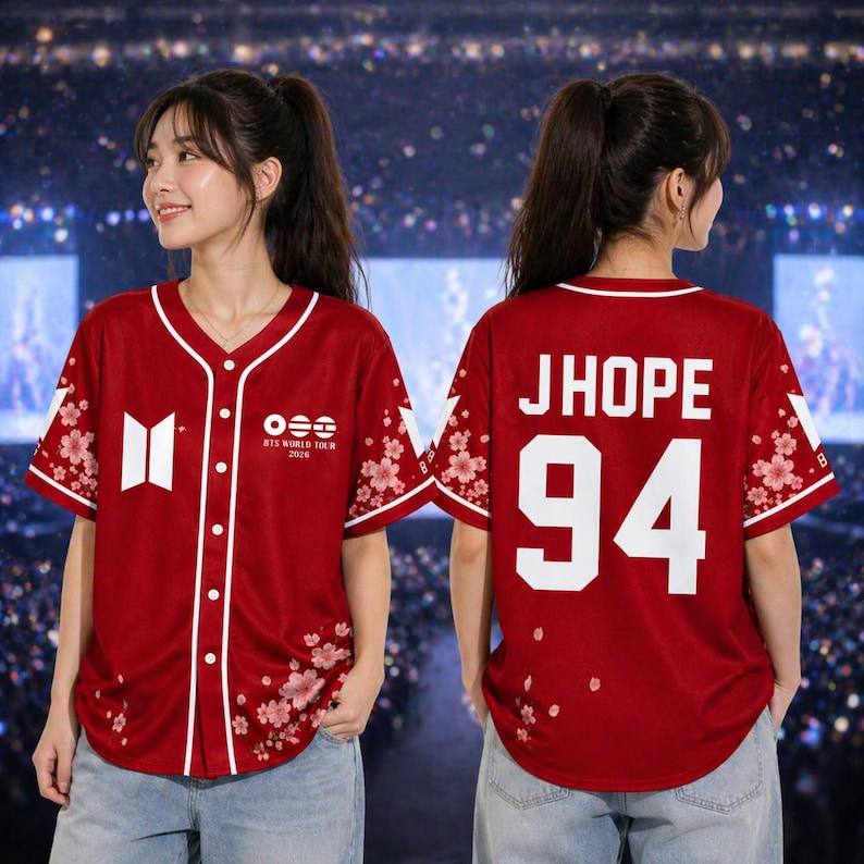 Custom Kpop Baseball Jersey Crop Top, BTS Inspired Concert Outfit, JHOPE 24 Fan Shirt, Personalized Name Number Jersey, Kpop Fan Merch 2026
