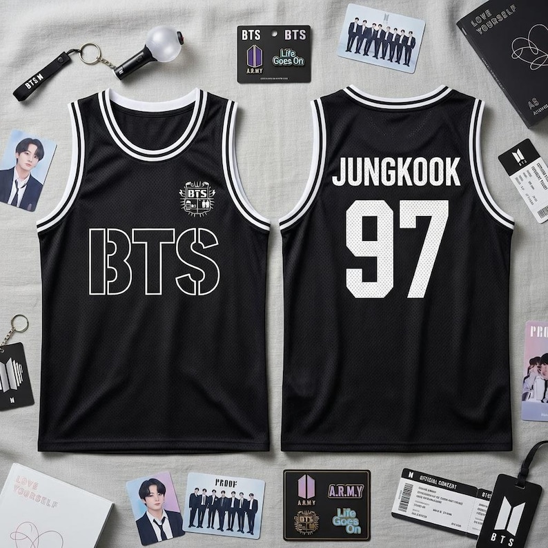 Kpop Group BTS-Style Jersey Tank Top, Custom BTS Members Basketball Jersey For Army, BTS World Tour 2026 Merch Top, Bangtan Comeback Sports