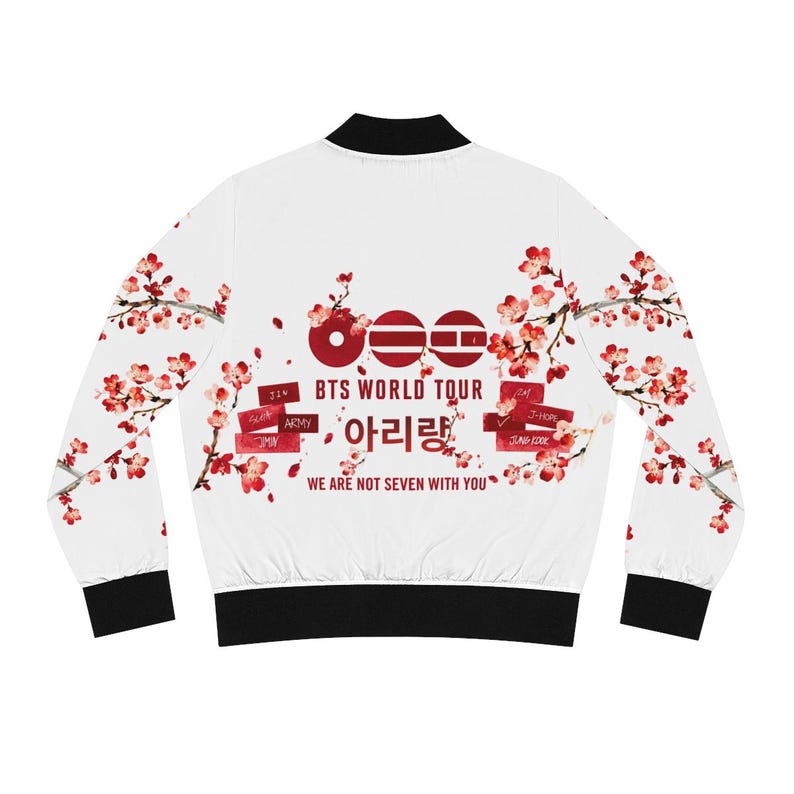BTS World Tour Arirang Bomber Jacket | Cherry Blossom Graphic