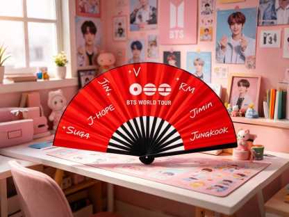 BTS Hand Fan Kpop ARMY, Folding Fan Concert Accessory, BTS Inspired Fan, 2026 Tour Gift for Fan, Kpop Merch, Concert Gift for Army Fan