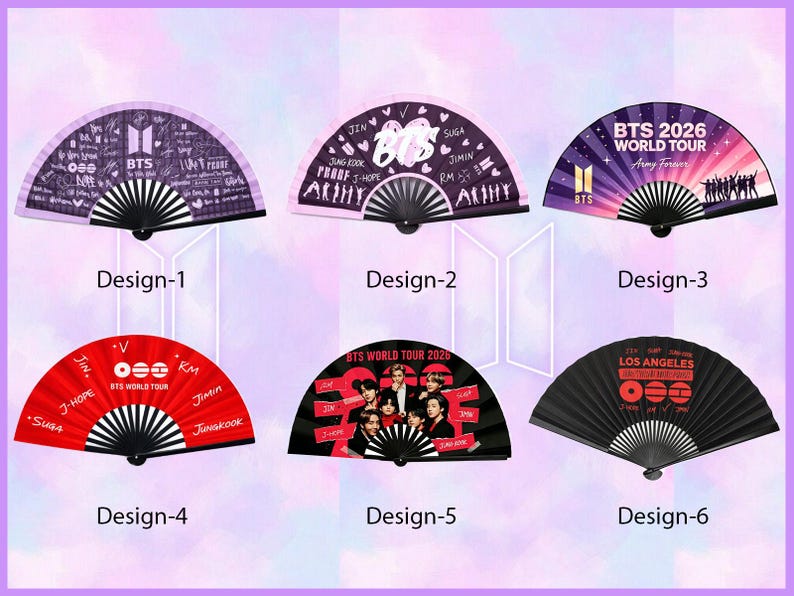BTS Hand Fan Kpop ARMY, Folding Fan Concert Accessory, BTS Inspired Fan, 2026 Tour Gift for Fan, Kpop Merch, Concert Gift for Army Fan