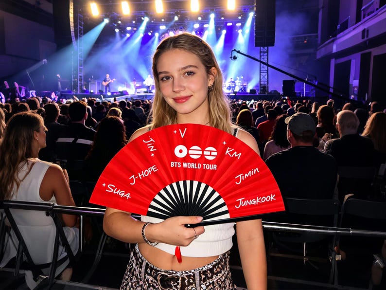 BTS Hand Fan Kpop ARMY, Folding Fan Concert Accessory, BTS Inspired Fan, 2026 Tour Gift for Fan, Kpop Merch, Concert Gift for Army Fan