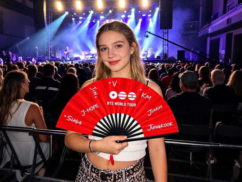 BTS Hand Fan Kpop ARMY, Folding Fan Concert Accessory, BTS Inspired Fan, 2026 Tour Gift for Fan, Kpop Merch, Concert Gift for Army Fan