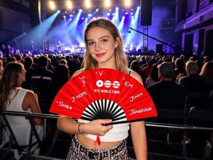 BTS Hand Fan Kpop ARMY, Folding Fan Concert Accessory, BTS Inspired Fan, 2026 Tour Gift for Fan, Kpop Merch, Concert Gift for Army Fan