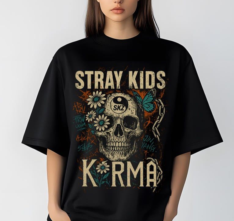 Retro Stray Kids Karma Shirt, Vintage SKZ Karma Sweatshirt, Stray Kids Karma Sport Shirt, Stray Kids Domiate World Tour 2025 Hoodie