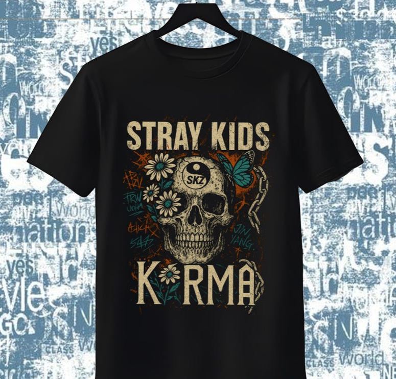 Retro Stray Kids Karma Shirt, Vintage SKZ Karma Sweatshirt, Stray Kids Karma Sport Shirt, Stray Kids Domiate World Tour 2025 Hoodie
