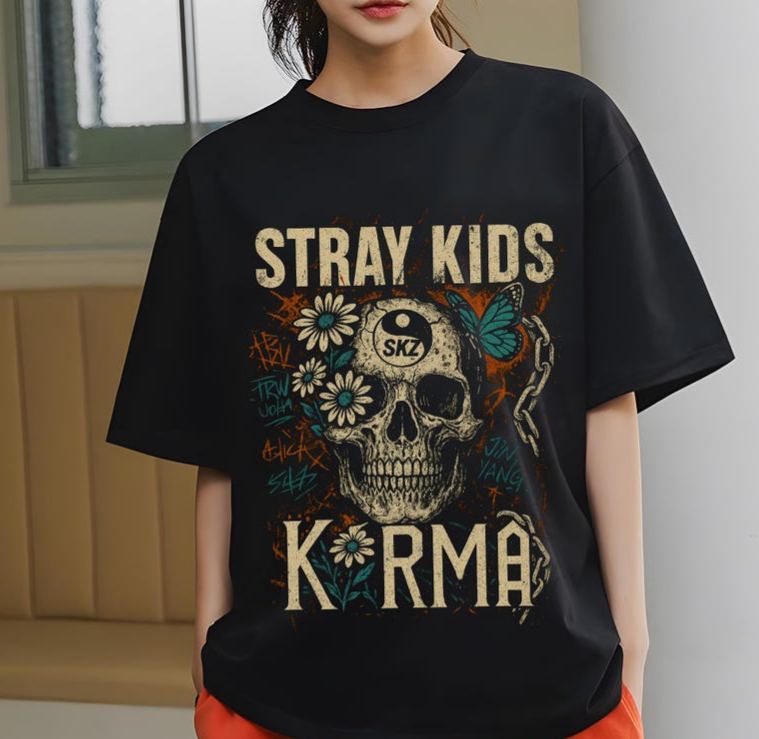 Retro Stray Kids Karma Shirt, Vintage SKZ Karma Sweatshirt, Stray Kids Karma Sport Shirt, Stray Kids Domiate World Tour 2025 Hoodie