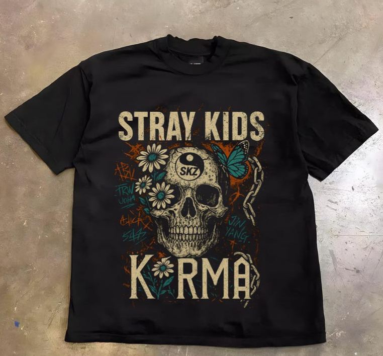 Retro Stray Kids Karma Shirt, Vintage SKZ Karma Sweatshirt, Stray Kids Karma Sport Shirt, Stray Kids Domiate World Tour 2025 Hoodie