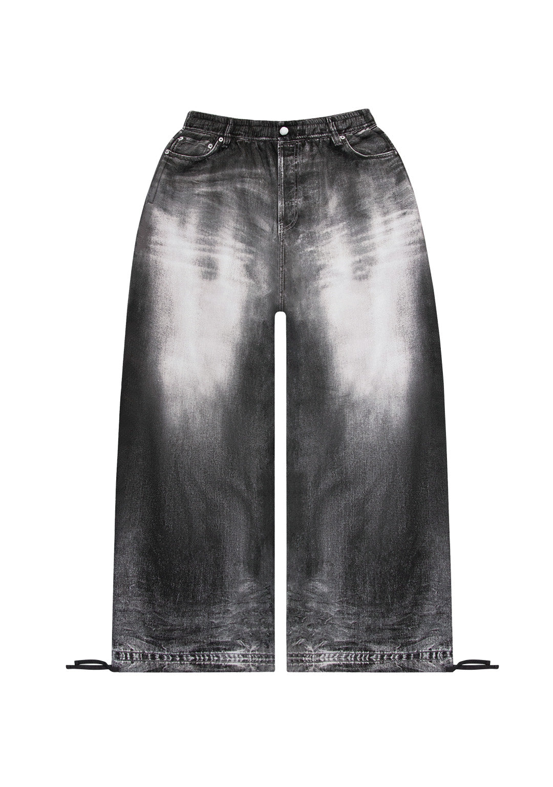 Luxeapperal™  DENIM EFFECT OVERSIZED SWEATPANTS WASHED BLACK