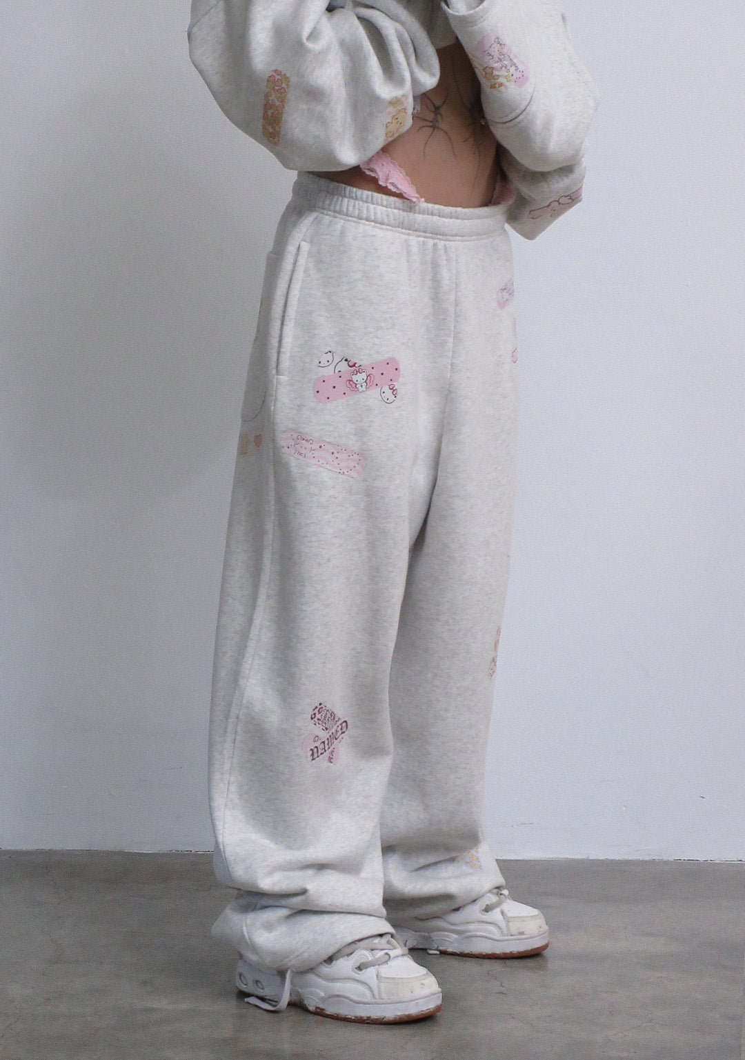 Luxeapperal™ OVERSIZED SWEATPANTS WHITE MARL