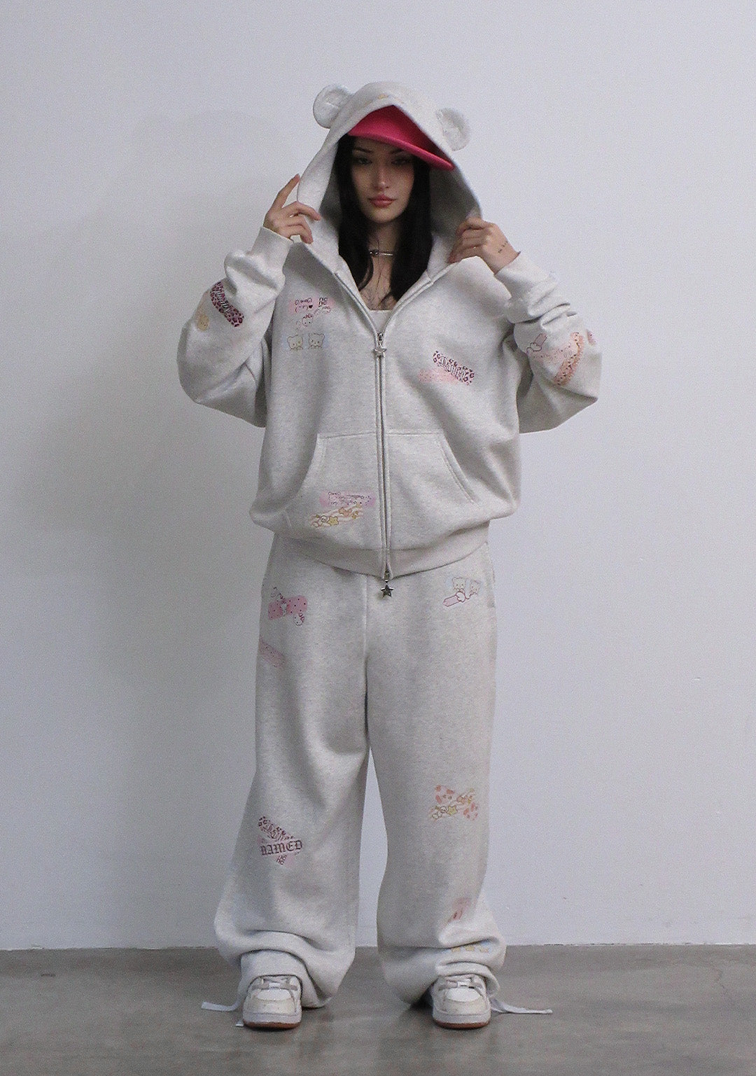 Luxeapperal™ OVERSIZED SWEATPANTS WHITE MARL