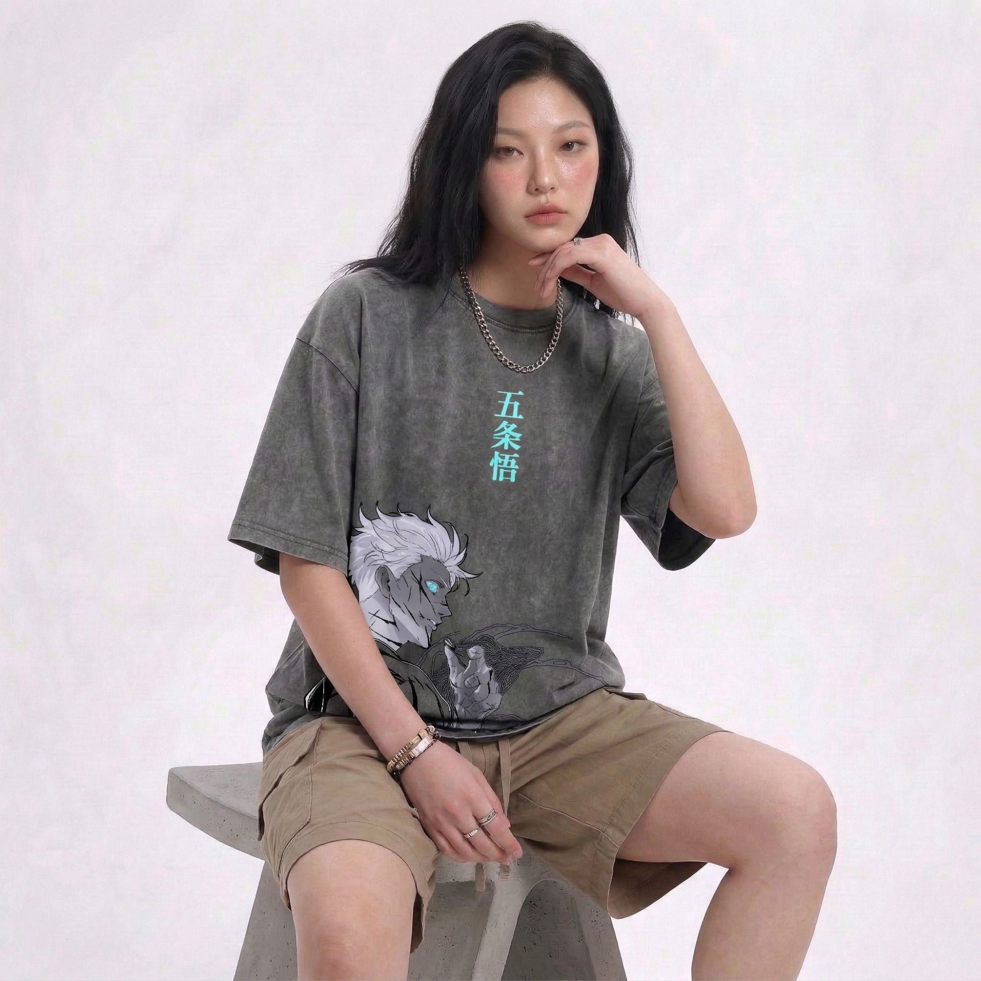 Gojo Satoru Stone Washed T-Shirt Limited Edition