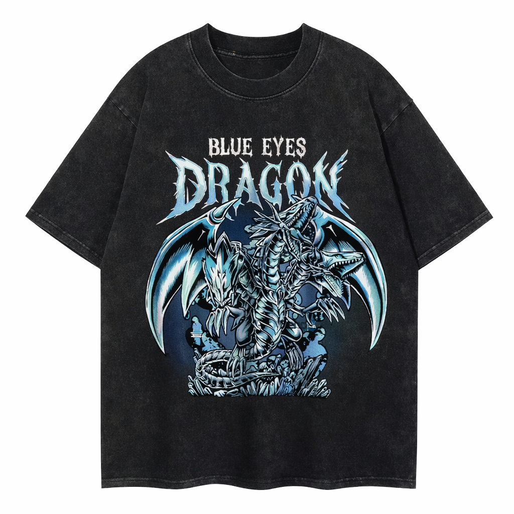 Blue Eyes White Dragon Graphic T-Shirt - Cotton Oversized Tee