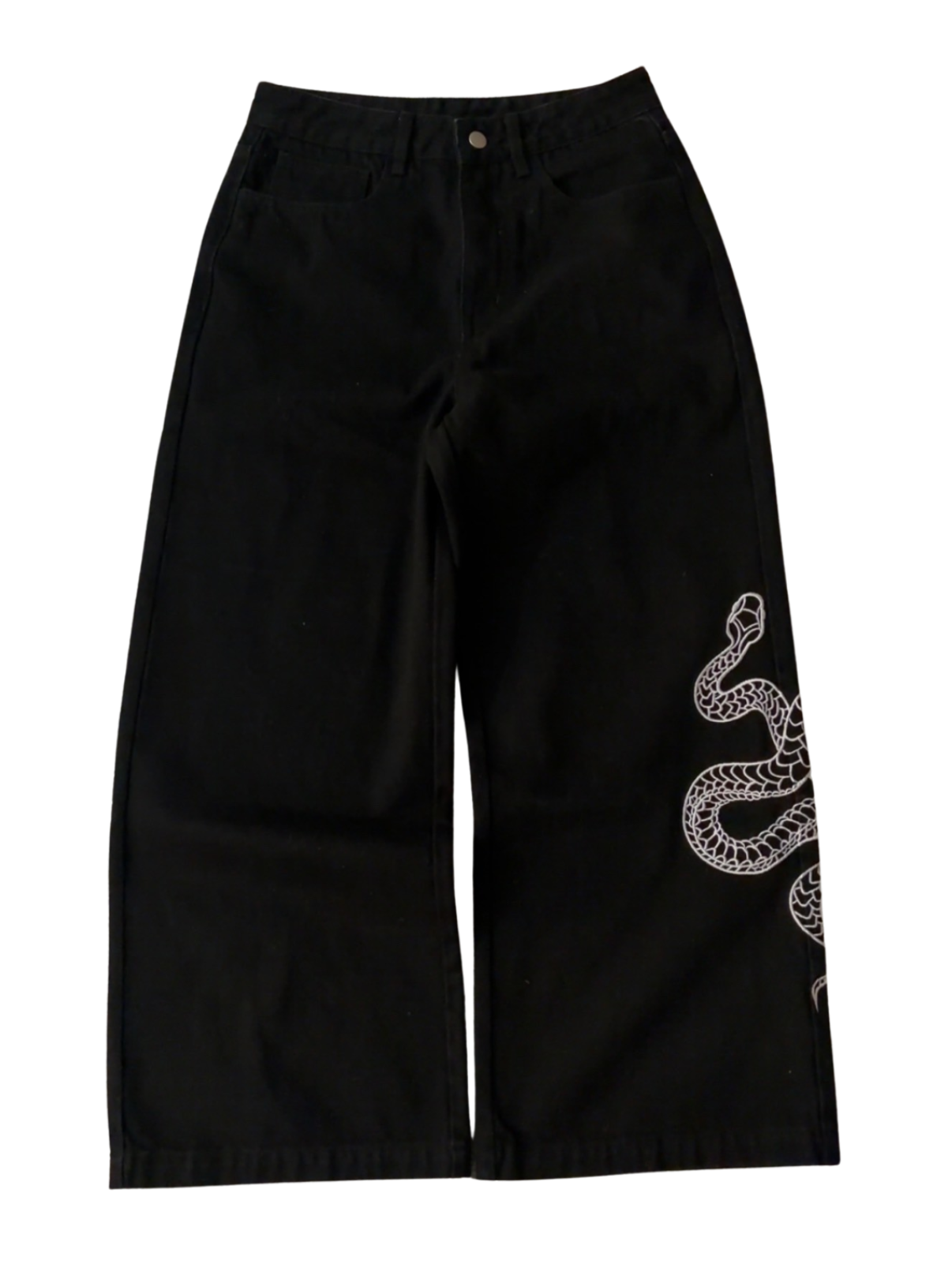 SNAKE BAGGY JEANS - BLACK