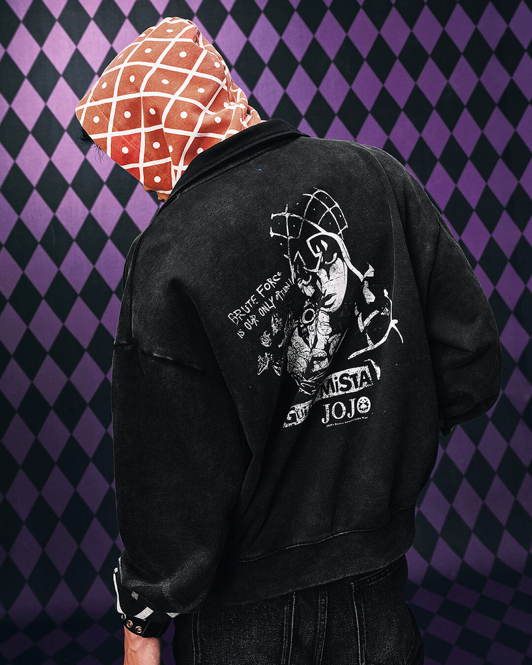 JOJO  Plaid Hooded Washed Zip Up Hoodie
